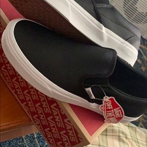 Vans Classic Slip-Ons - Black Leather NEVER WORN